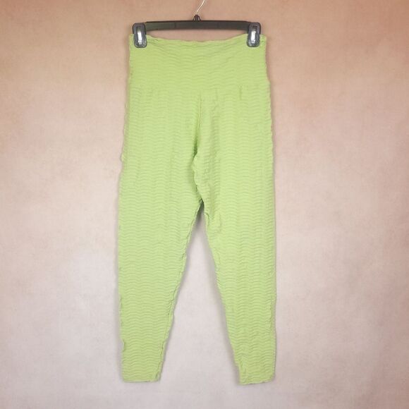 Booty by Branants Croco Leggings Palm Green Textured Workout Yoga Pants Size L - Picture 2 of 7